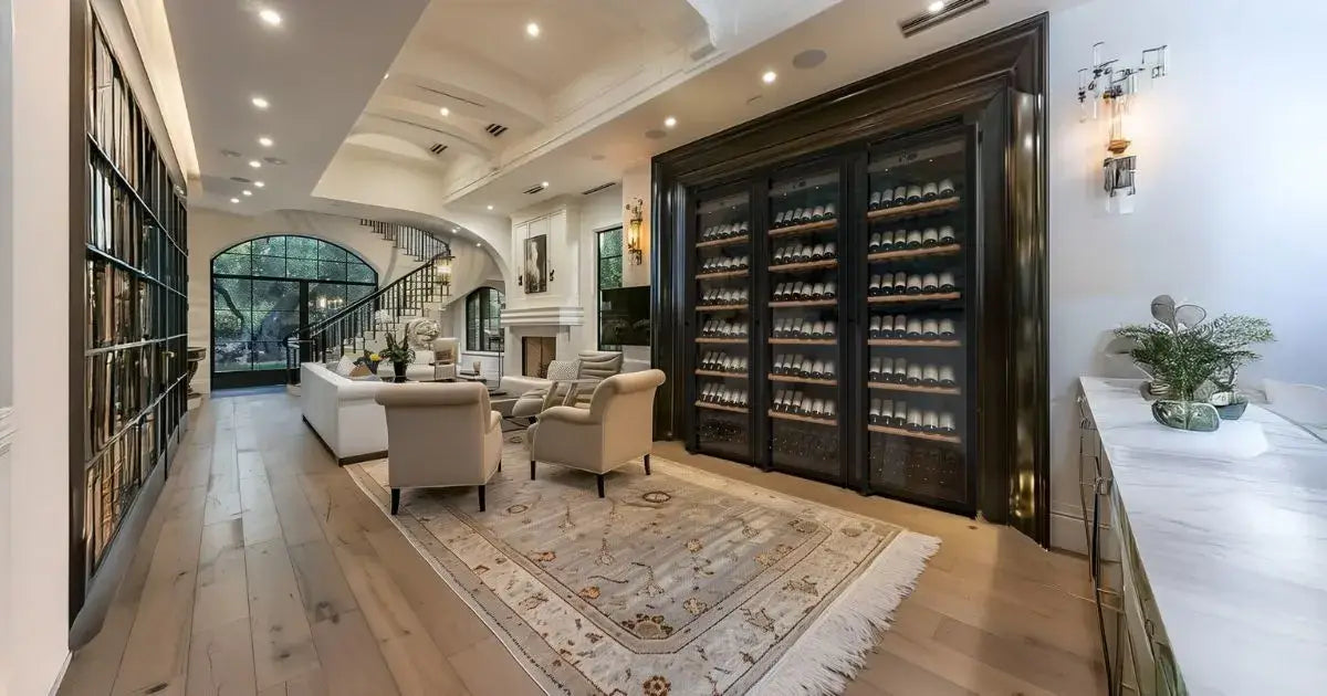 wine fridge brands comparison: transtherm wine cabinet in a luxury home
