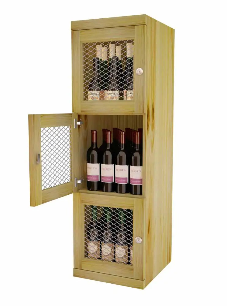 Vinostor Wine Lockers – 3 Locking Bins - 51-5/8"" Tall - Single Shelf Solid Sides