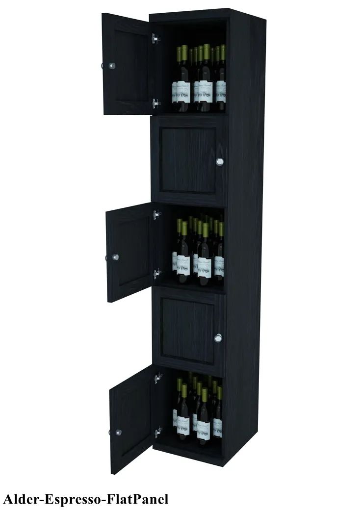 Vinostor Wine Lockers – 5 Locking Bins - 83-5/8″ Tall - Single Shelf Solid Sides