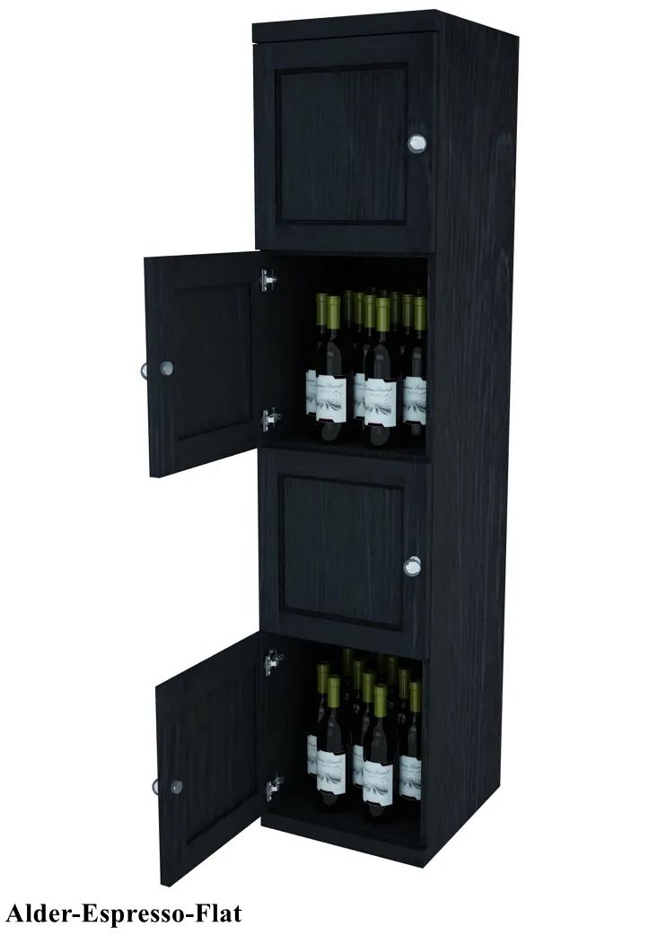 Vinostor Wine Lockers – 4 Locking Bins - 57-5/8″ Tall - Single Shelf Solid Sides