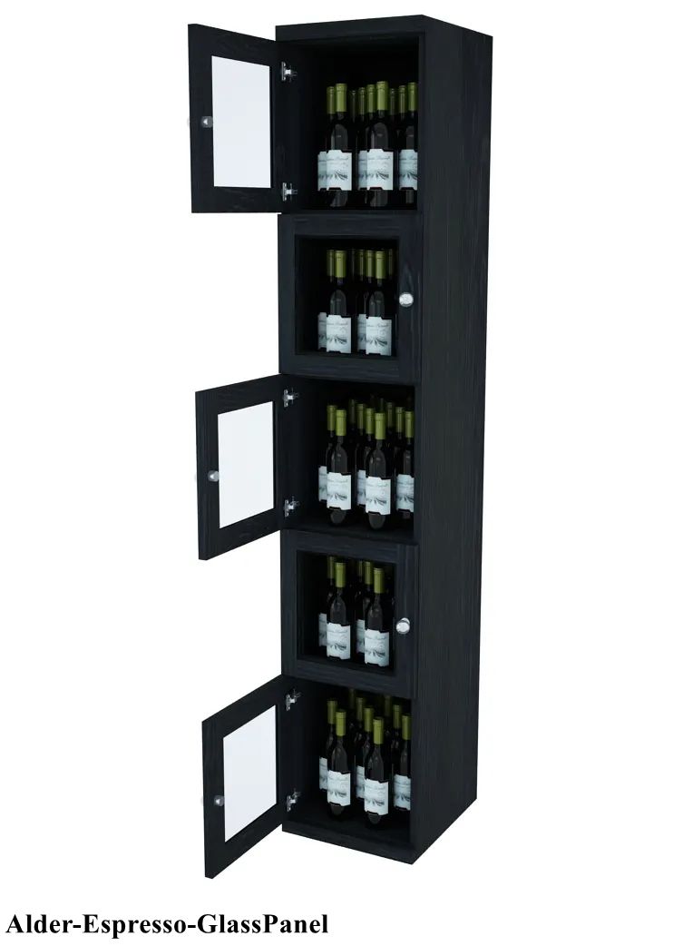 Vinostor Wine Lockers – 5 Locking Bins - 83-5/8″ Tall - Single Shelf Solid Sides
