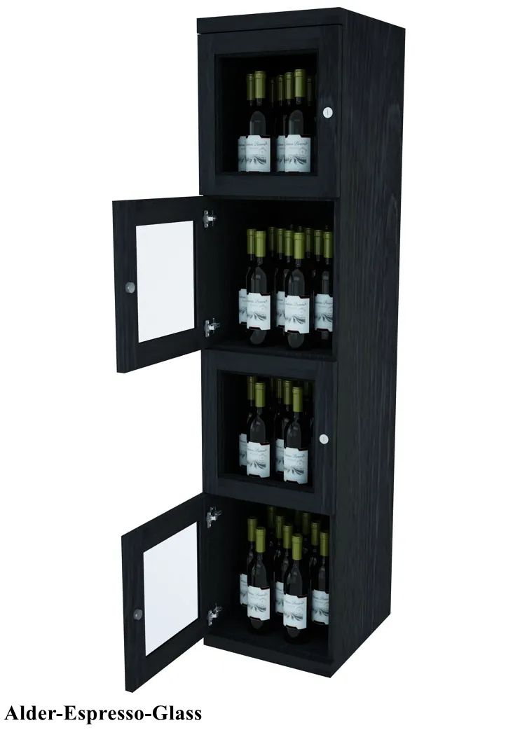 Vinostor Wine Lockers – 4 Locking Bins - 57-5/8″ Tall - Single Shelf Solid Sides