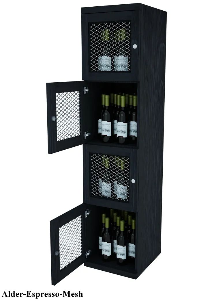 Vinostor Wine Lockers – 4 Locking Bins - 57-5/8″ Tall - Single Shelf Solid Sides