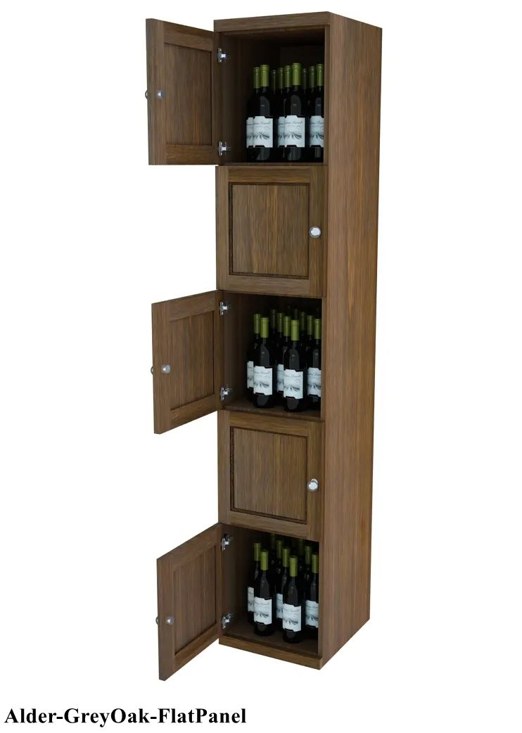 Vinostor Wine Lockers – 5 Locking Bins - 83-5/8″ Tall - Single Shelf Solid Sides