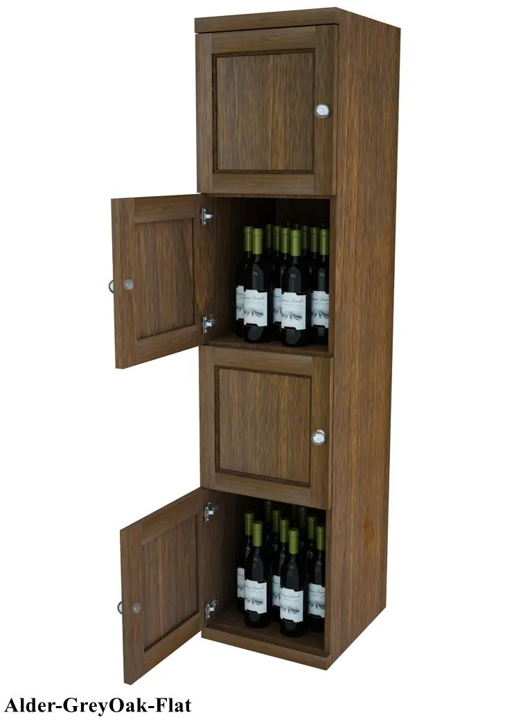 Vinostor Wine Lockers – 4 Locking Bins - 57-5/8″ Tall - Single Shelf Solid Sides