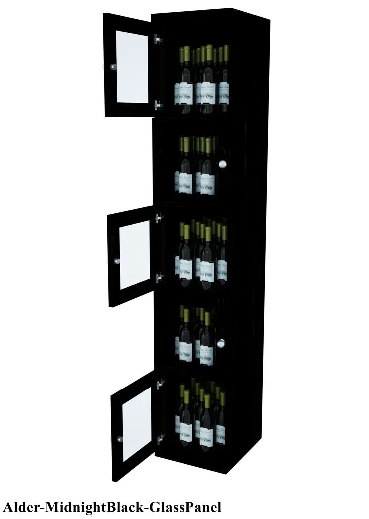 Vinostor Wine Lockers – 5 Locking Bins - 83-5/8″ Tall - Single Shelf Solid Sides
