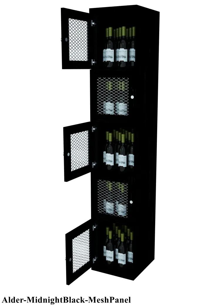 Vinostor Wine Lockers – 5 Locking Bins - 83-5/8″ Tall - Single Shelf Solid Sides