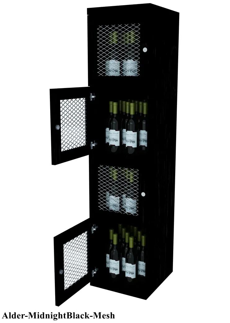 Vinostor Wine Lockers – 4 Locking Bins - 57-5/8″ Tall - Single Shelf Solid Sides