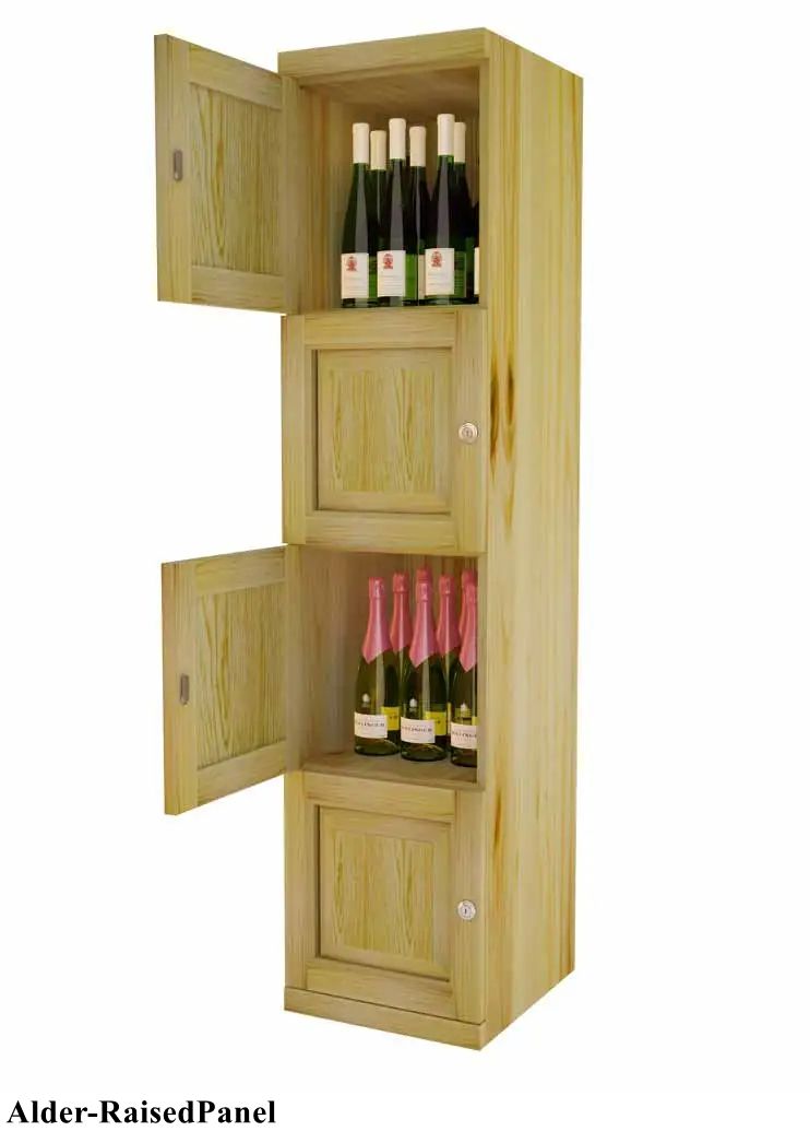 Vinostor Wine Lockers – 4 Locking Bins - 57-5/8″ Tall - Single Shelf Solid Sides