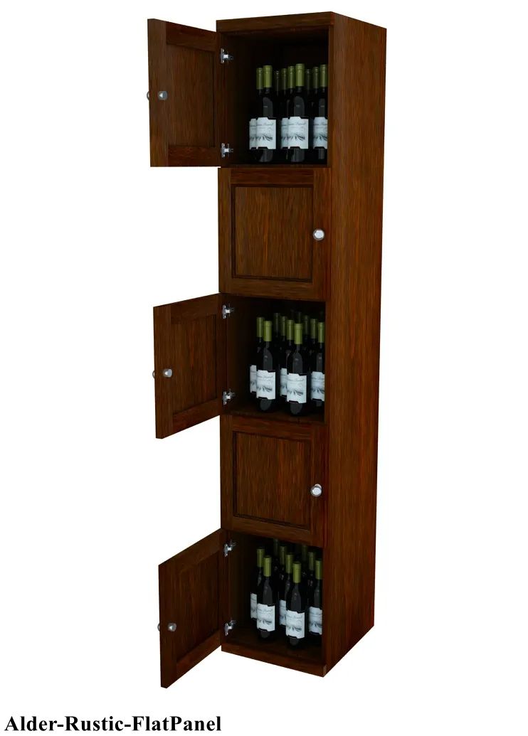 Vinostor Wine Lockers – 5 Locking Bins - 83-5/8″ Tall - Single Shelf Solid Sides