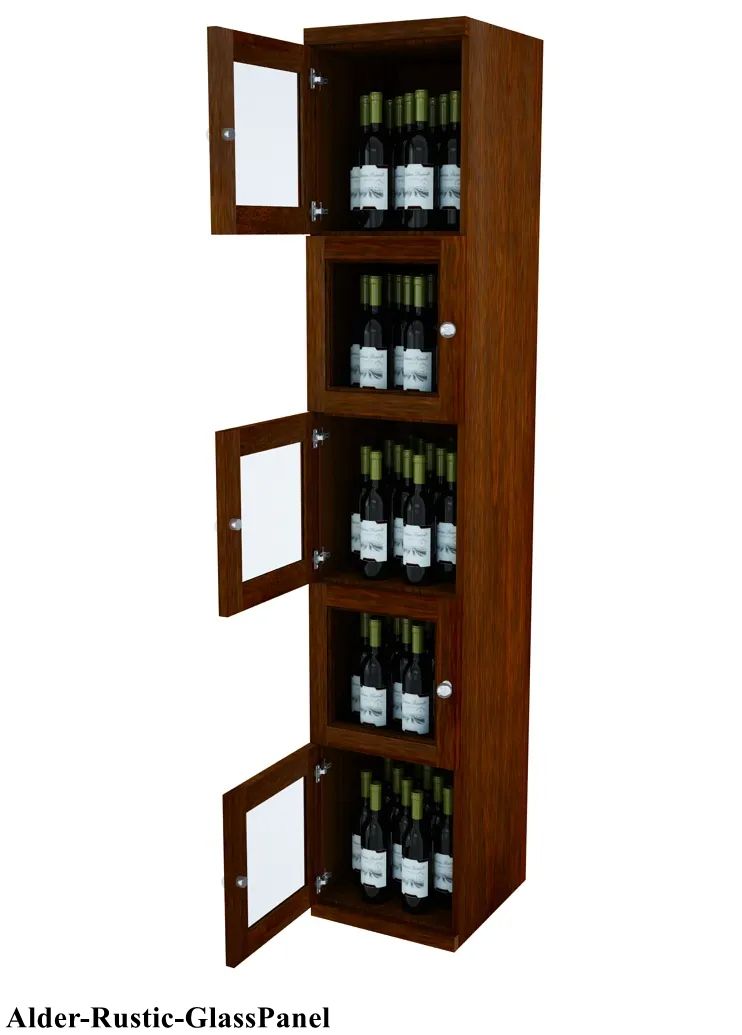 Vinostor Wine Lockers – 5 Locking Bins - 83-5/8″ Tall - Single Shelf Solid Sides