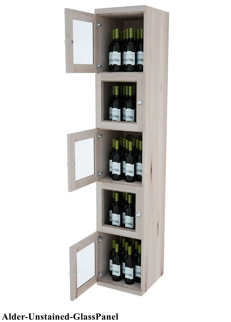 Vinostor Wine Lockers – 5 Locking Bins - 83-5/8″ Tall - Single Shelf Solid Sides