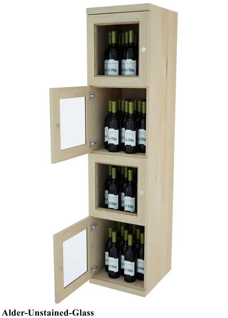 Vinostor Wine Lockers – 4 Locking Bins - 57-5/8″ Tall - Single Shelf Solid Sides