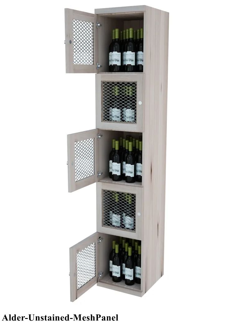 Vinostor Wine Lockers – 5 Locking Bins - 83-5/8″ Tall - Single Shelf Solid Sides