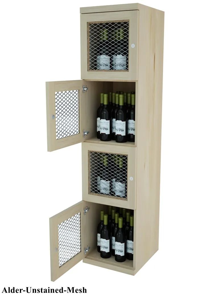 Vinostor Wine Lockers – 4 Locking Bins - 57-5/8″ Tall - Single Shelf Solid Sides