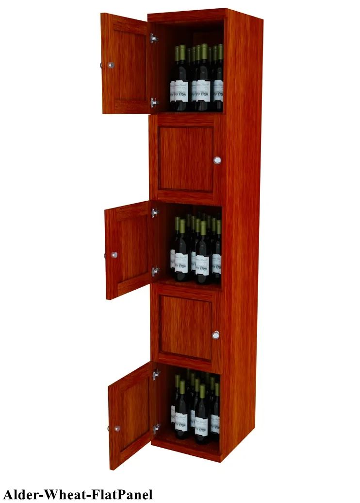 Vinostor Wine Lockers – 5 Locking Bins - 83-5/8″ Tall - Single Shelf Solid Sides