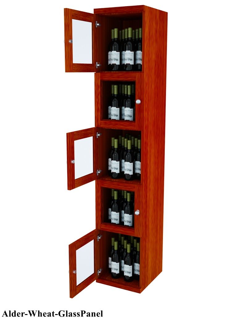 Vinostor Wine Lockers – 5 Locking Bins - 83-5/8″ Tall - Single Shelf Solid Sides