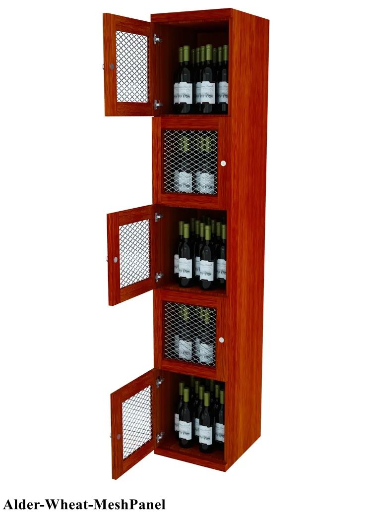 Vinostor Wine Lockers – 5 Locking Bins - 83-5/8″ Tall - Single Shelf Solid Sides