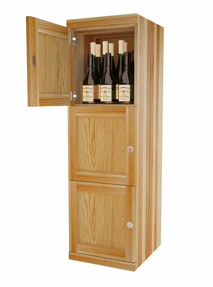 Vinostor Wine Lockers – 3 Locking Bins - 51-5/8"" Tall - Single Shelf Solid Sides