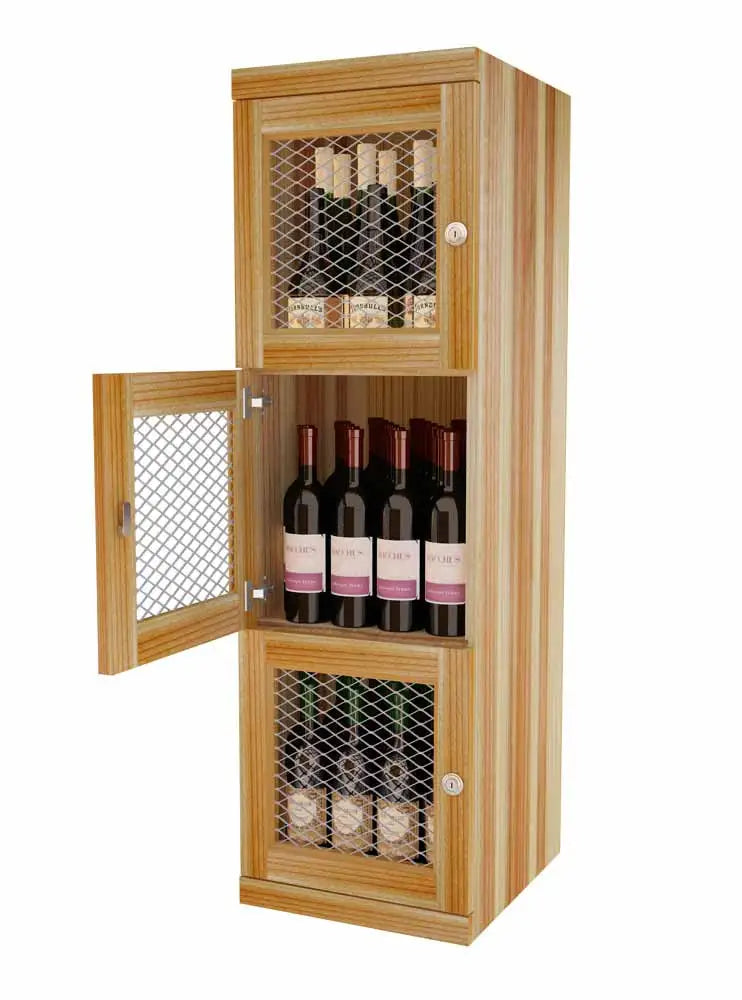 Vinostor Wine Lockers – 3 Locking Bins - 51-5/8"" Tall - Single Shelf Solid Sides