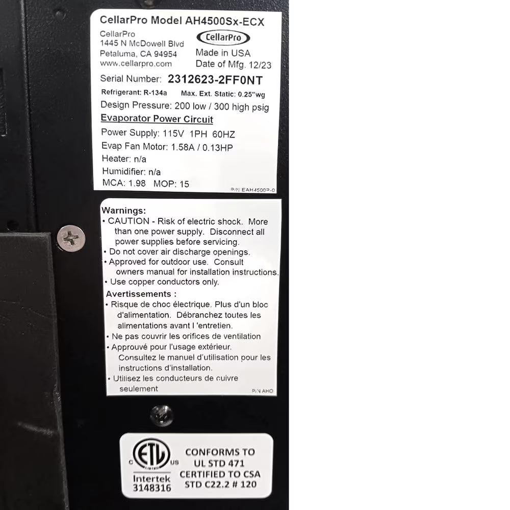 CellarPro Air Handler Split 4500 Outdoor #36294