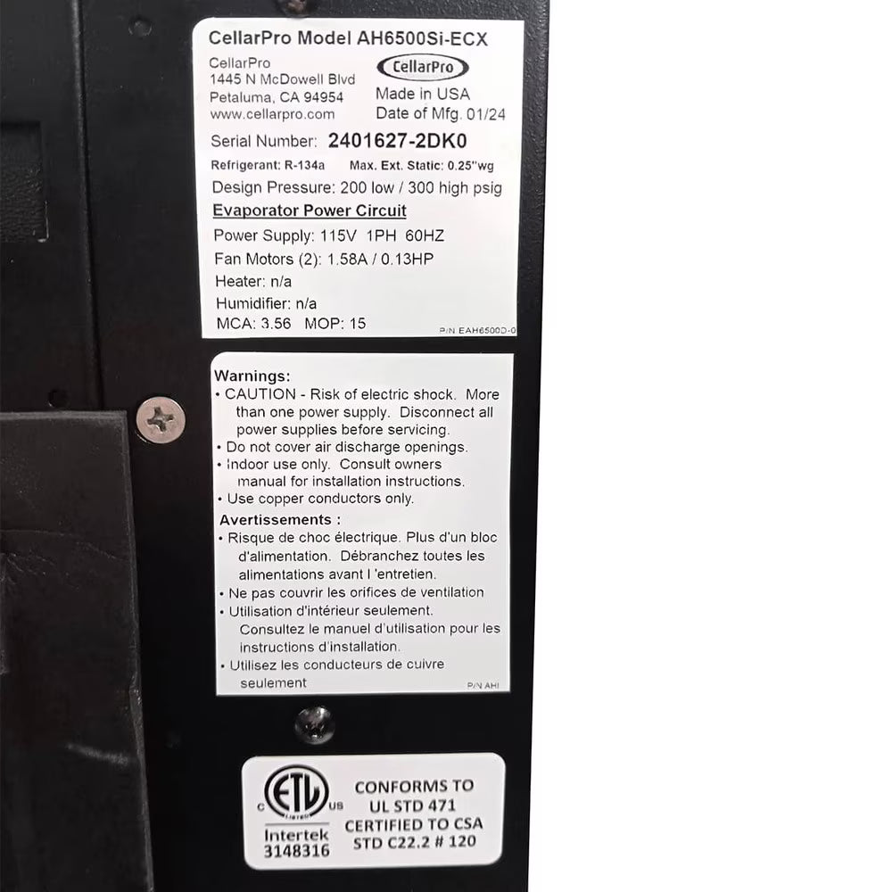 CellarPro Air Handler Split 6500 Indoor #2314