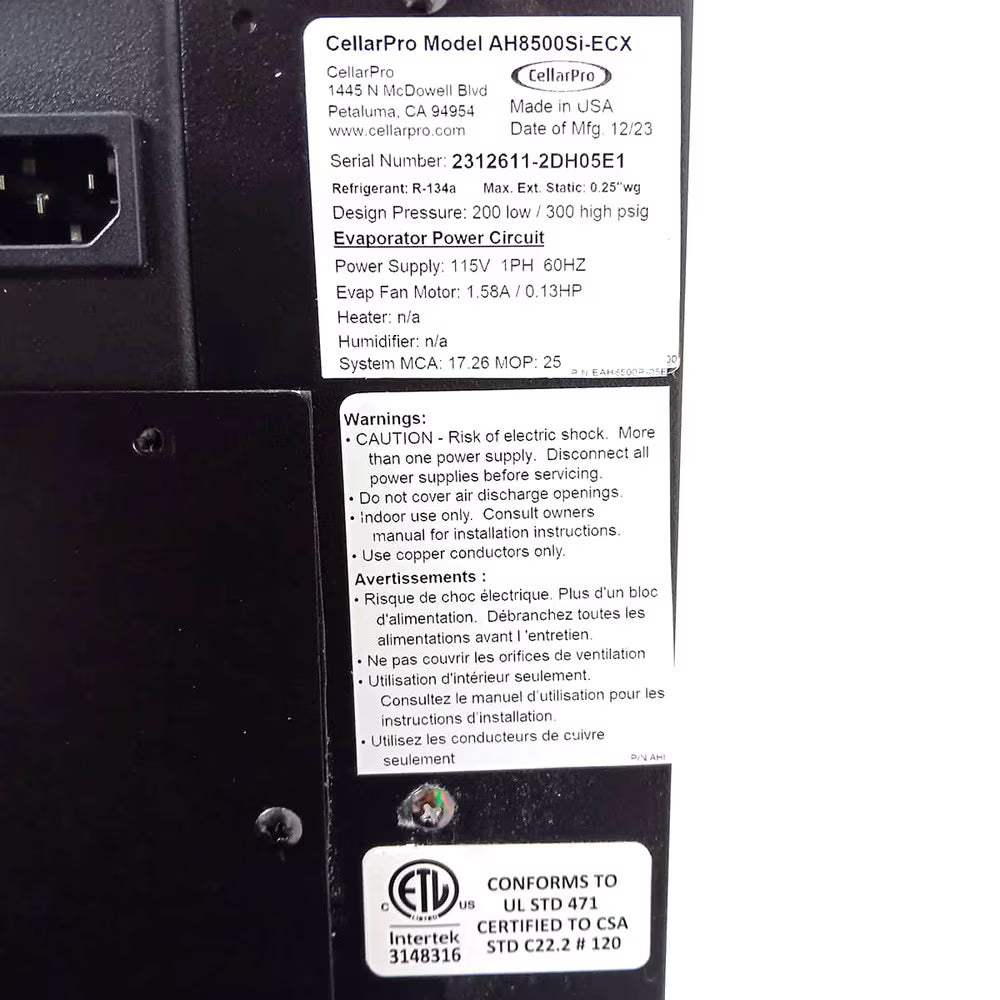 CellarPro Air Handler Split 8500 Indoor #7080