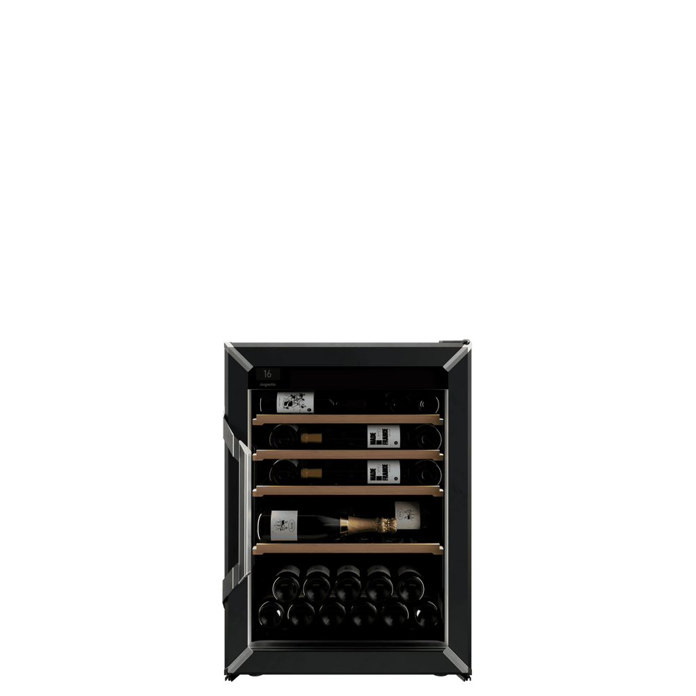 Goguette wine fridge small single zone 50 bottle capacity, black front view