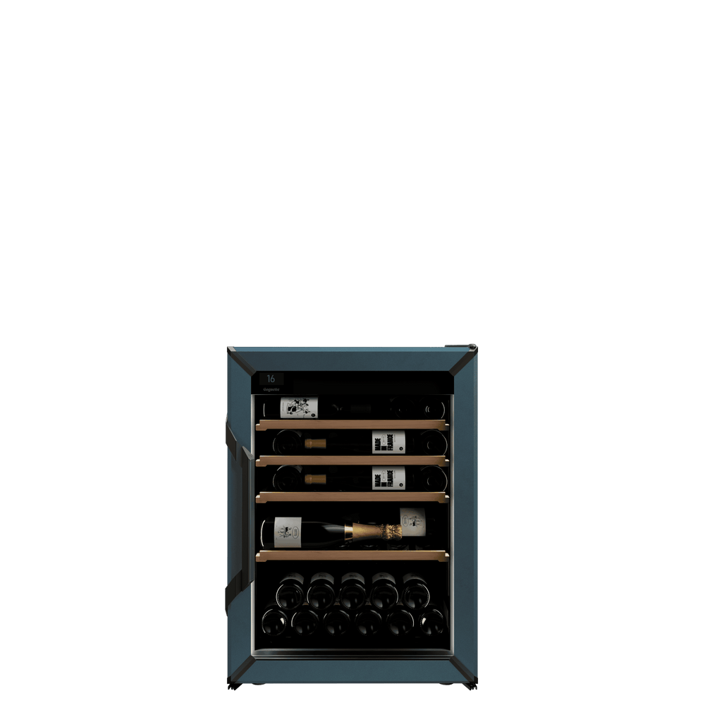 Goguette wine fridge small single zone 50 bottle capacity, blue front view