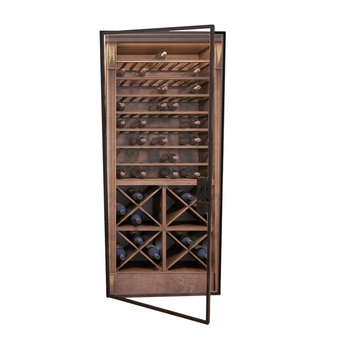 Glass Enclosed Wine Cellar Bronze Door