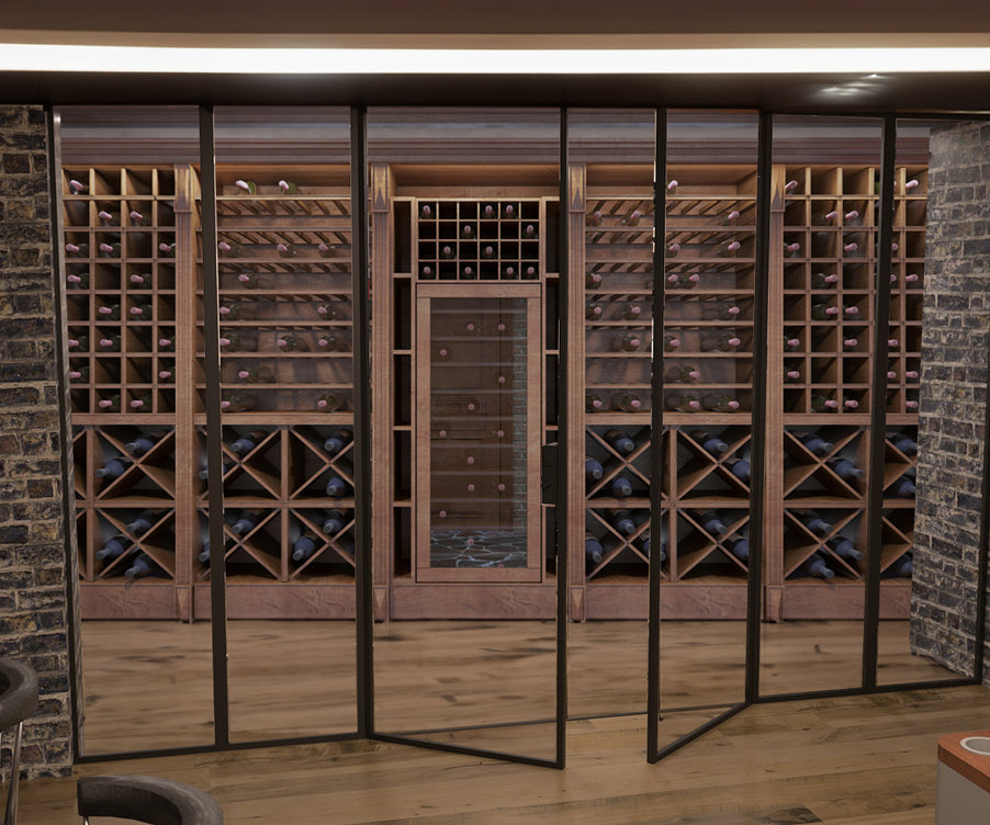 Glass Enclosed Wine Cellar Bronze Door