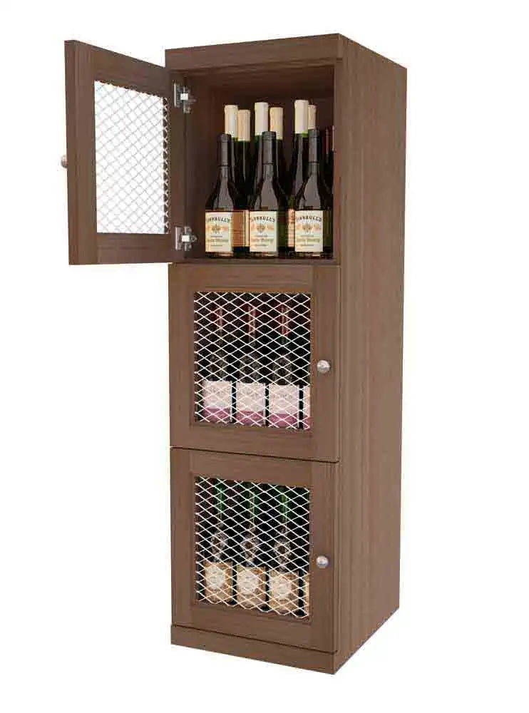 Vinostor Wine Lockers – 3 Locking Bins - 51-5/8"" Tall - Single Shelf Solid Sides