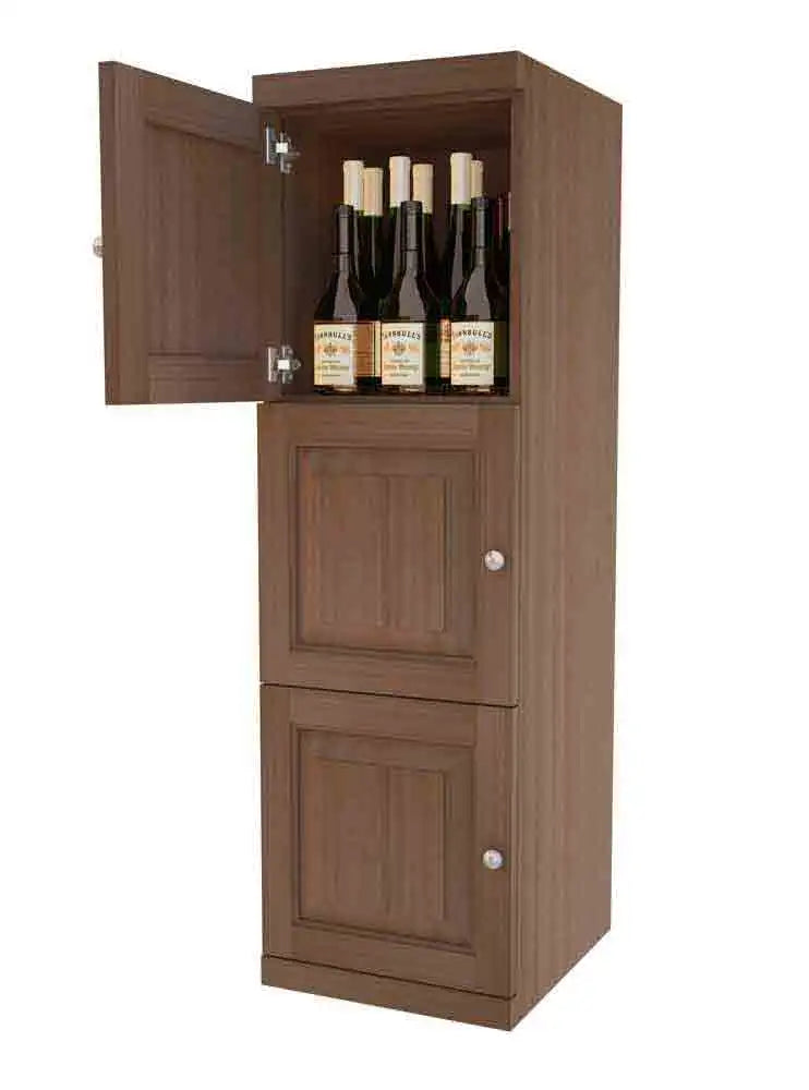 Vinostor Wine Lockers – 3 Locking Bins - 51-5/8"" Tall - Single Shelf Solid Sides