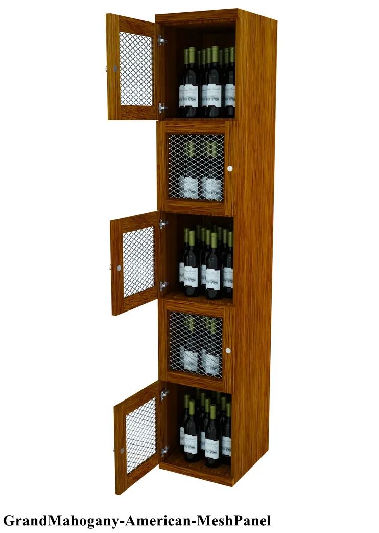 Vinostor Wine Lockers – 5 Locking Bins - 83-5/8″ Tall - Single Shelf Solid Sides