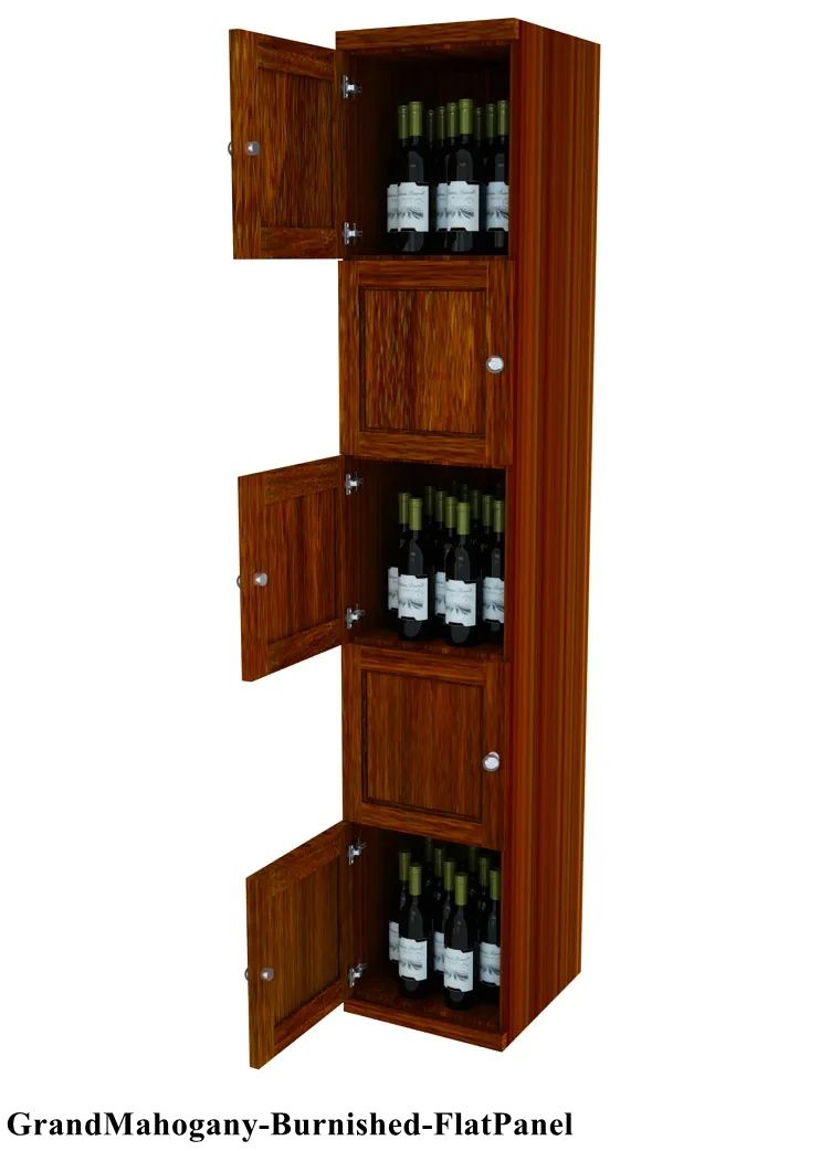 Vinostor Wine Lockers – 5 Locking Bins - 83-5/8″ Tall - Single Shelf Solid Sides