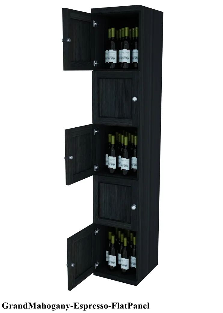 Vinostor Wine Lockers – 5 Locking Bins - 83-5/8″ Tall - Single Shelf Solid Sides