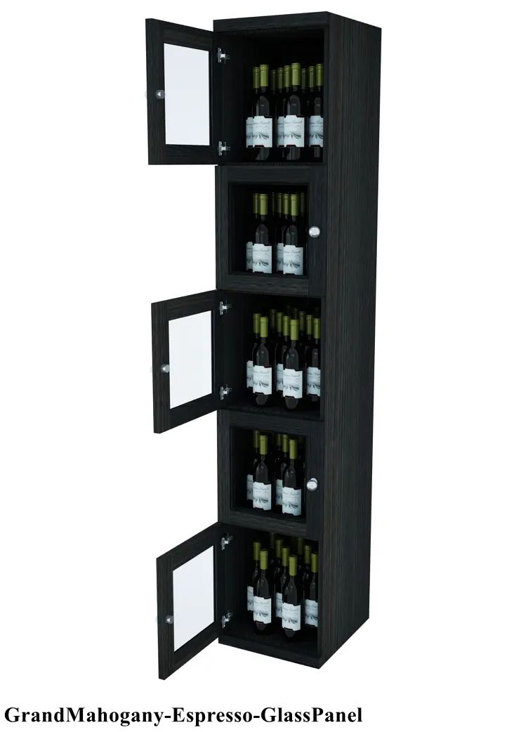 Vinostor Wine Lockers – 5 Locking Bins - 83-5/8″ Tall - Single Shelf Solid Sides