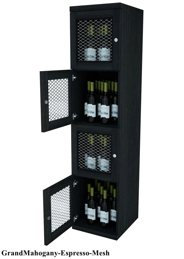 Vinostor Wine Lockers – 4 Locking Bins - 57-5/8″ Tall - Single Shelf Solid Sides