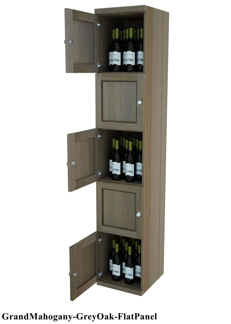 Vinostor Wine Lockers – 5 Locking Bins - 83-5/8″ Tall - Single Shelf Solid Sides