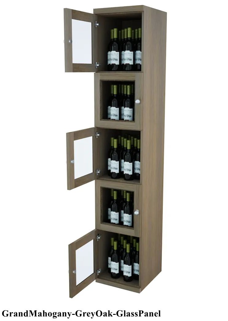 Vinostor Wine Lockers – 5 Locking Bins - 83-5/8″ Tall - Single Shelf Solid Sides