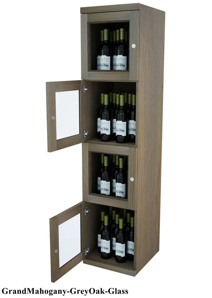 Vinostor Wine Lockers – 4 Locking Bins - 57-5/8″ Tall - Single Shelf Solid Sides