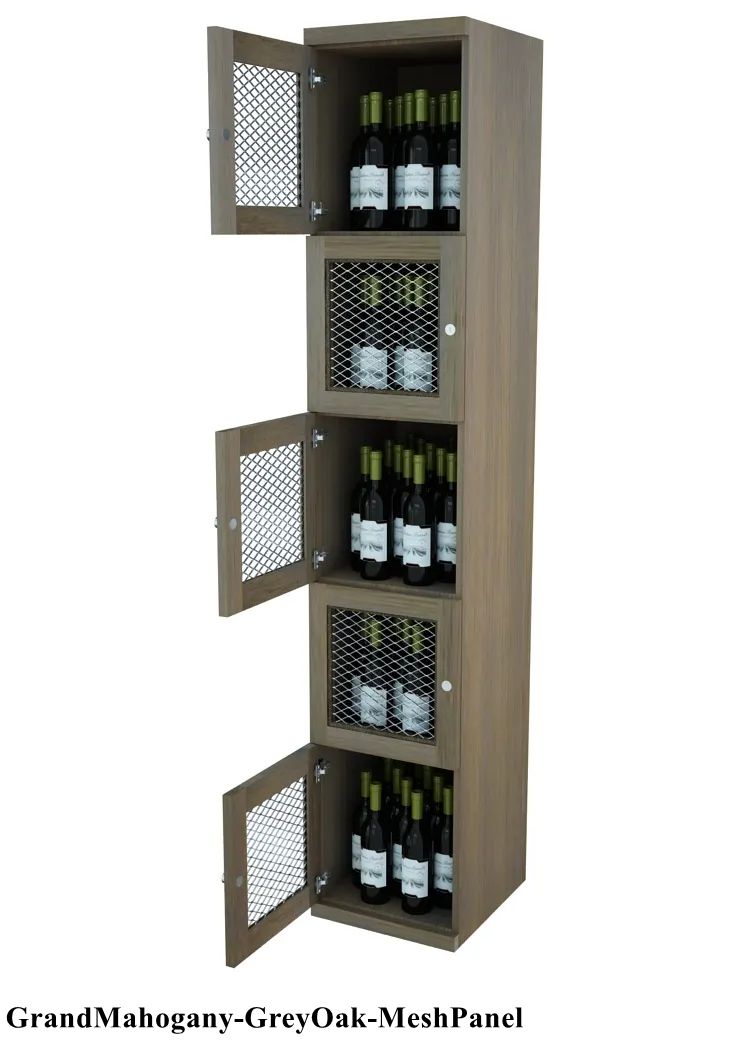 Vinostor Wine Lockers – 5 Locking Bins - 83-5/8″ Tall - Single Shelf Solid Sides