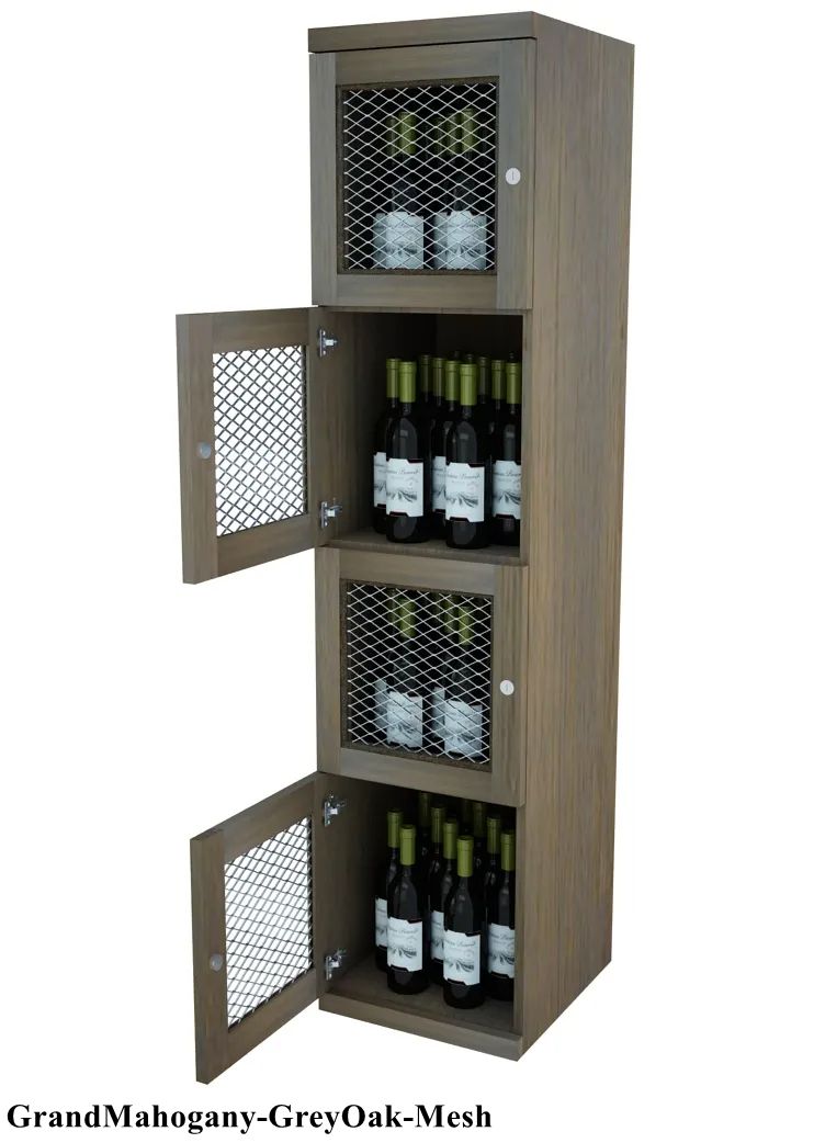 Vinostor Wine Lockers – 4 Locking Bins - 57-5/8″ Tall - Single Shelf Solid Sides