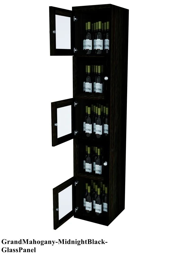 Vinostor Wine Lockers – 5 Locking Bins - 83-5/8″ Tall - Single Shelf Solid Sides