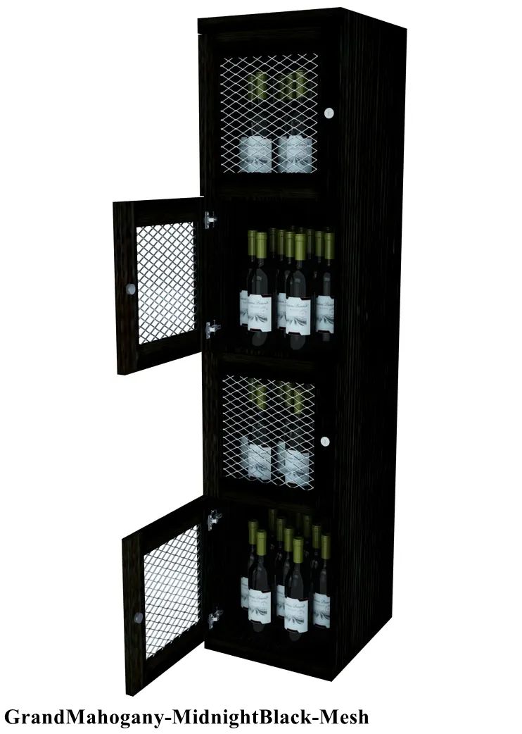 Vinostor Wine Lockers – 4 Locking Bins - 57-5/8″ Tall - Single Shelf Solid Sides