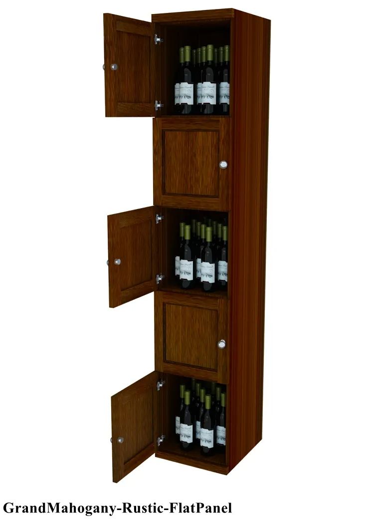 Vinostor Wine Lockers – 5 Locking Bins - 83-5/8″ Tall - Single Shelf Solid Sides