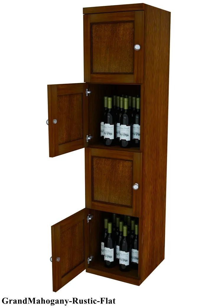 Vinostor Wine Lockers – 4 Locking Bins - 57-5/8″ Tall - Single Shelf Solid Sides