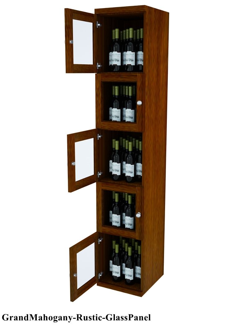 Vinostor Wine Lockers – 5 Locking Bins - 83-5/8″ Tall - Single Shelf Solid Sides