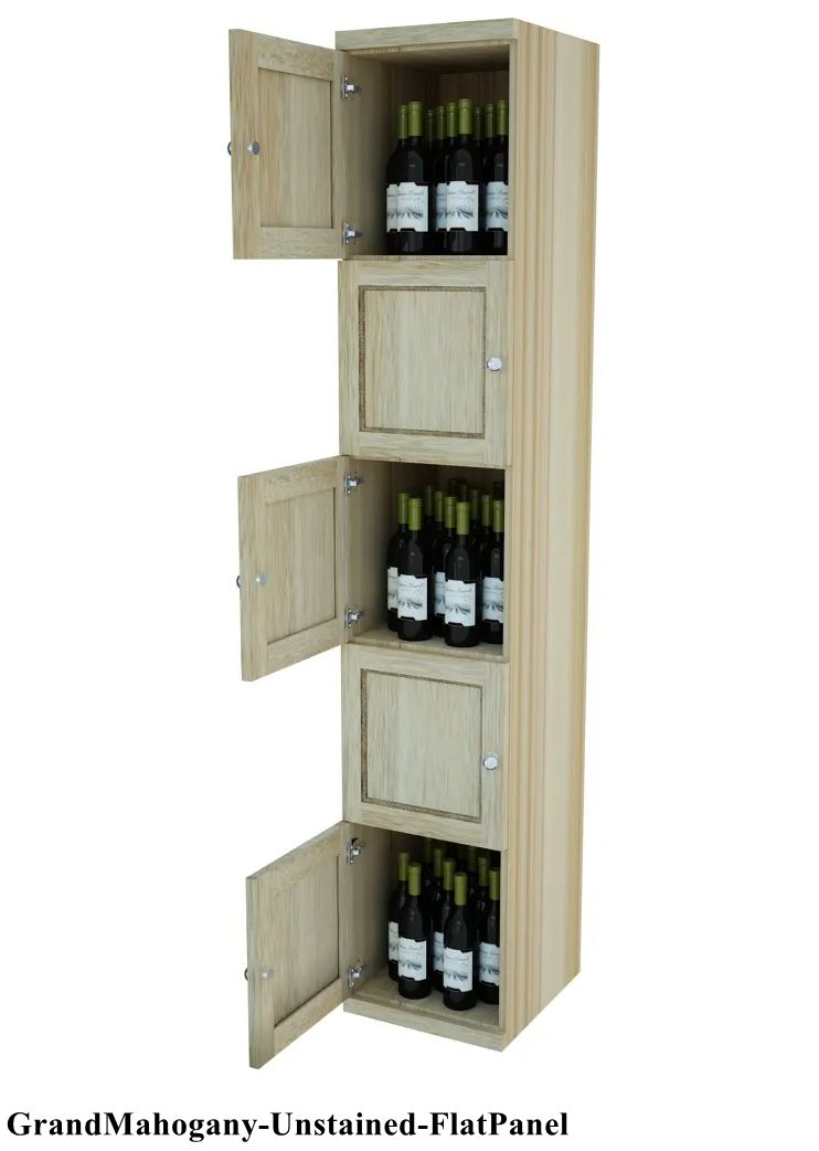 Vinostor Wine Lockers – 5 Locking Bins - 83-5/8″ Tall - Single Shelf Solid Sides