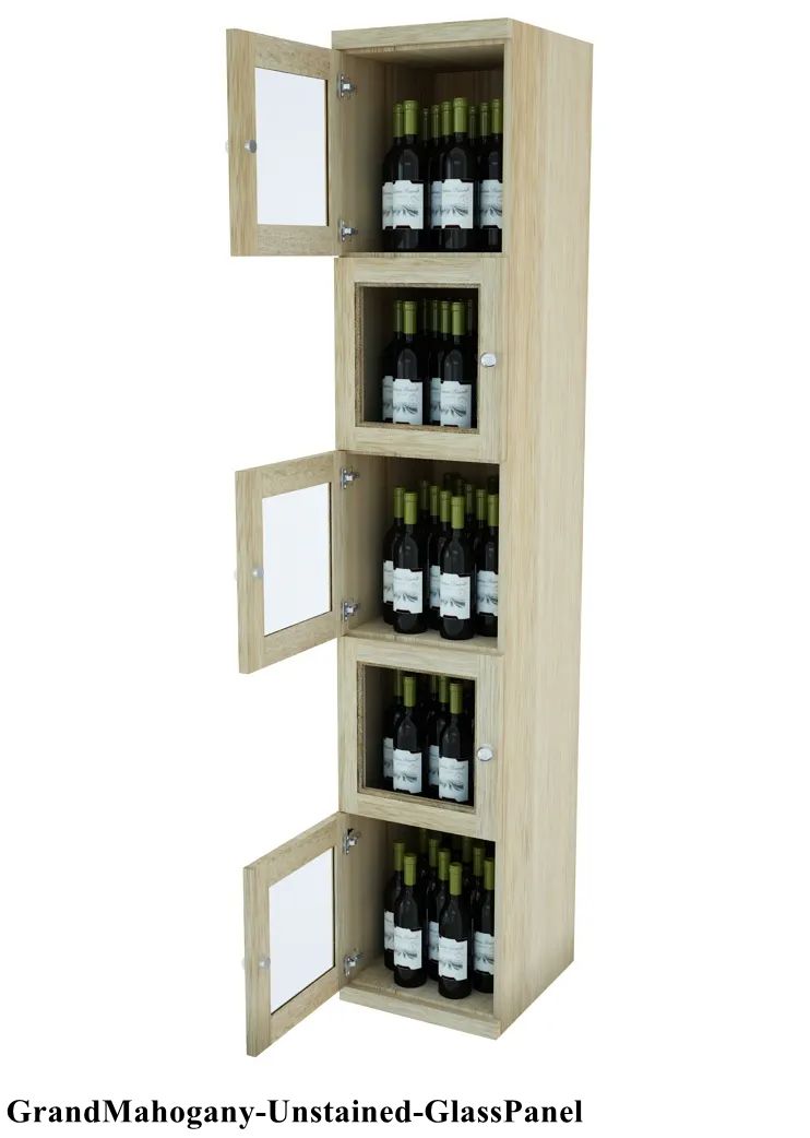 Vinostor Wine Lockers – 5 Locking Bins - 83-5/8″ Tall - Single Shelf Solid Sides